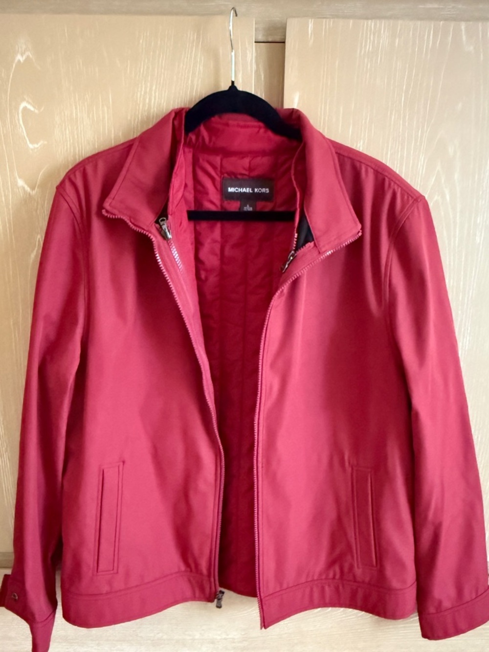 Michael Kors Red Bomber Jacket with Zip Closure